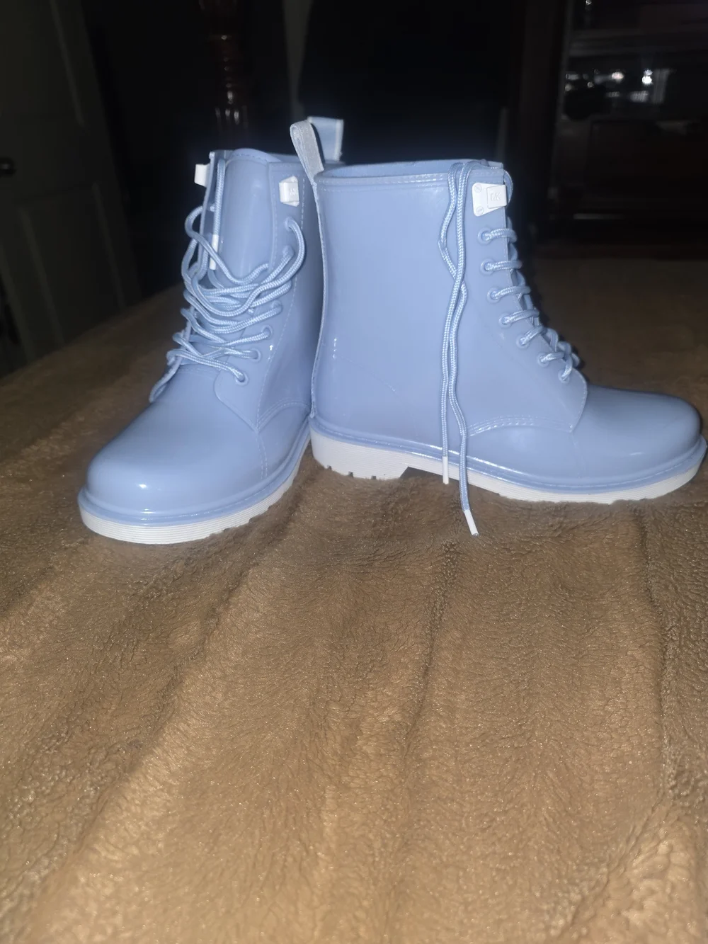 MICHAEL KORS Women's Light Blue Lace-Up Rain Boots